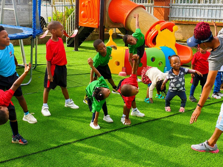 Pupils during outdoor exercise